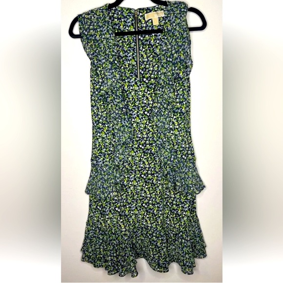 Michael Kors Women’s Small Floral Print Tiered Ruffle Dress Boho Flowy sundress - Picture 3 of 8